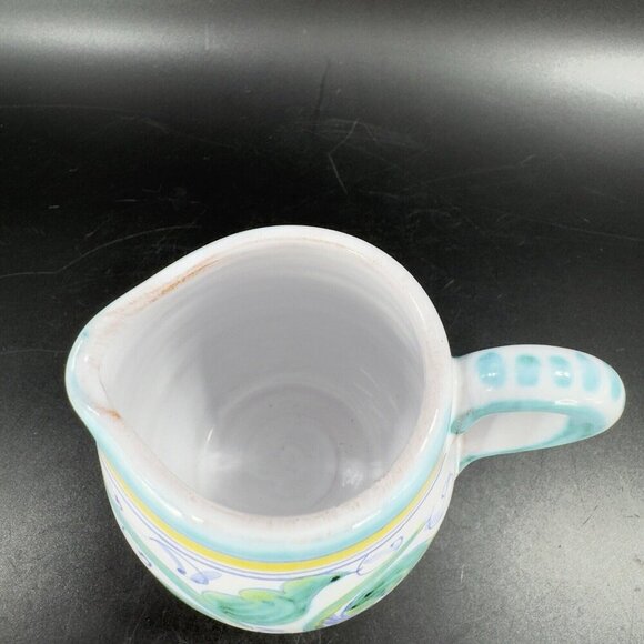 Hand Painted Italian Tuscan Pottery Small Pitcher Creamer Hand Crafted Italy VTG - Picture 10 of 15